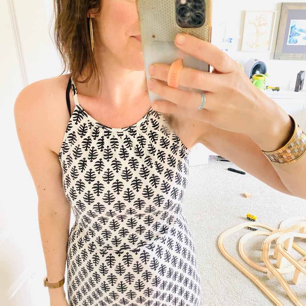 Old Navy Black & White Waisted Maxi Dress Sz M TALL